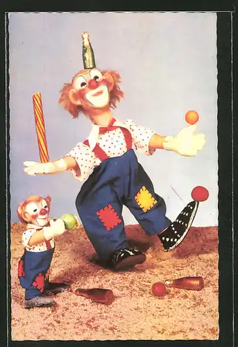 AK Steiff-Clowns mit Bällen