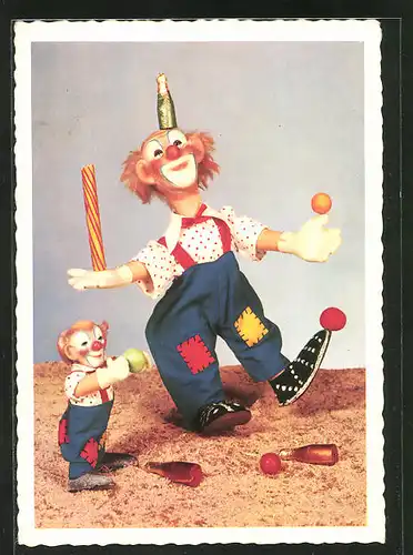 AK Steiff-Clowns beim Jonglieren