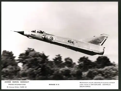 Fotografie Flugzeug Mirage III, Kennung : 404