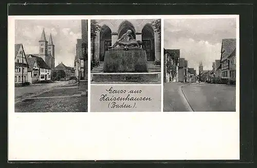 AK Zaisenhausen / Baden, Strassenpartien mit Blick zur Kirche, Kriegerdenkmal