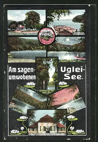 AK Eutin, Gasthaus zum Uglei, Angelbrücke und Jagdpavillon, Ugleisee