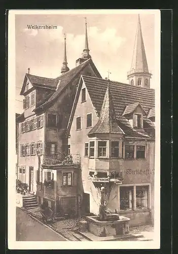 AK Weikersheim, Gasthaus und Brunnen