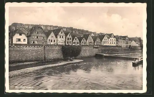 AK Alt Pforzheim, Flusspartie mit Gebäudeansicht