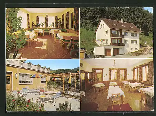 AK Schwarzenberg / Schwarzwald, Gasthof-Metzgerei zum Löwen, Terrasse, Innenansicht Gastraum, Gebäudeansicht
