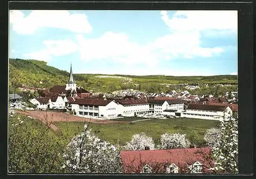 AK Söllingen, Teilansicht mit Kirche im Frühling