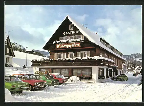 AK Baiersbronn / Schwarzwald, Hotel-Gasthof Rosengarten, Gesamtansicht im Winter