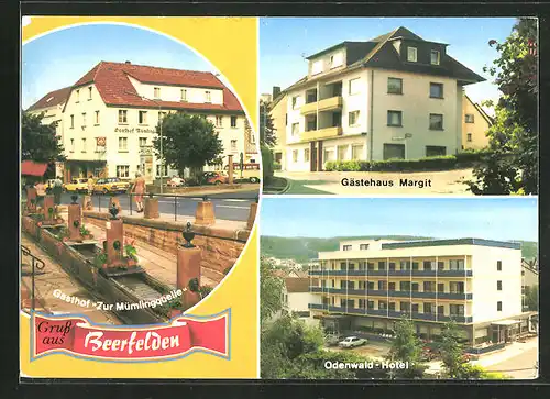 AK Beerfelden / Odenwald, Gasthof "Zur Mümlingquelle", Gästehaus Margit, Odenwald-Hotel