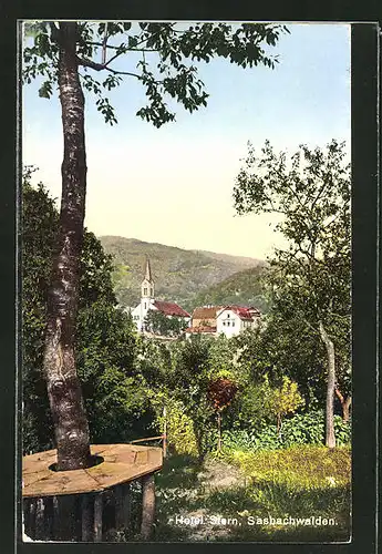 AK Sasbachwalden, Blick zur Kirche und zum Hotel Stern
