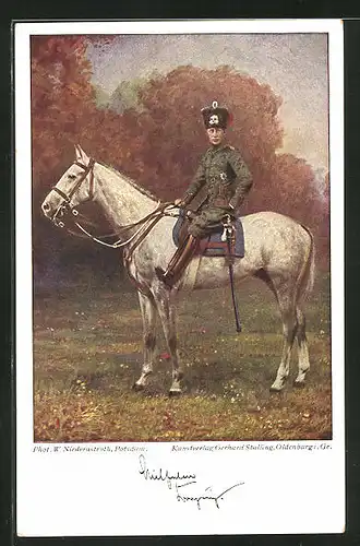 Künstler-AK Kronprinz Wilhelm von Preussen in Husarenuniform zu Pferd