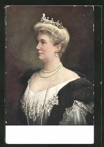 AK Kaiserin Auguste Victoria Königin von Preussen mit Diadem und Perlenkette