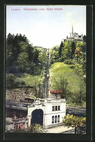 AK Luzern, Gütschbahn vom Hotel Gütsch
