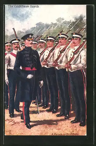 Künstler-AK Harry Payne: The Coldstream Guards, A Parade in Drill Order
