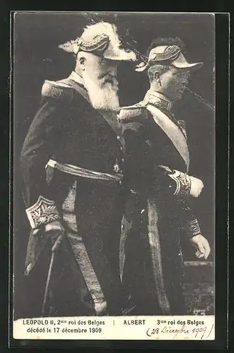 AK Leopold II. roi des Belges et Albert 3me roi des Belges