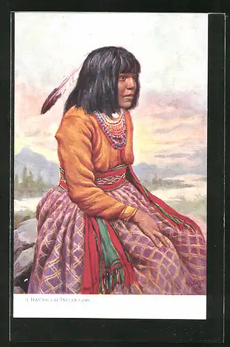 AK Indianermädchen vom Stamm der Havasupai