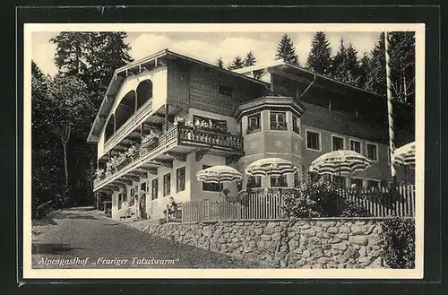 AK Oberaudorf, Blick auf das Gasthaus Alpengasthof Feuriger Tatzelwurm