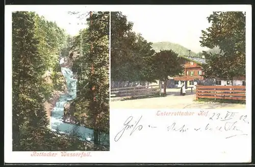 AK Rottach, Gasthaus Enterrottacher Hof, Wasserfall