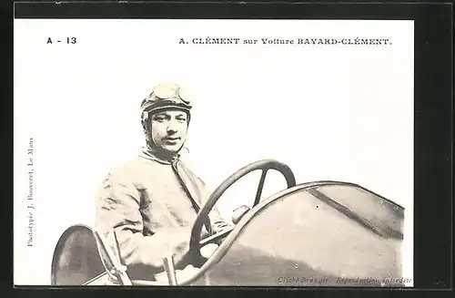 AK A. Clement sur Voiture Bayard-Clement, Autorennen