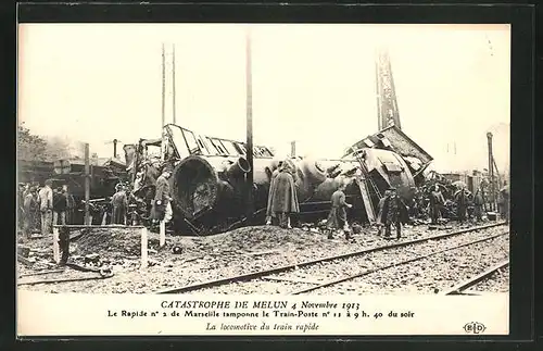 AK Melun, Eisenbahnkatastrophe 4.11.1913, An der Unglückstelle