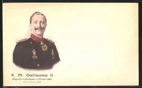 Lithographie Portrait S.M. Guillaume II., Empereur d'Allemagne, Kaiser Wilhelm II.