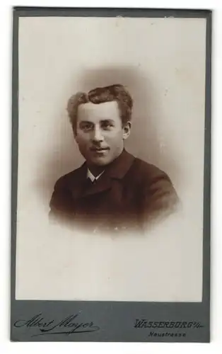 Fotografie Albert Mayer, Wasserburg a/Inn, Portrait junger Herr mit zeitgenöss. Frisur