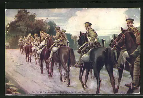 Künstler-AK Hussards Anglais allant au front, britische Husaren