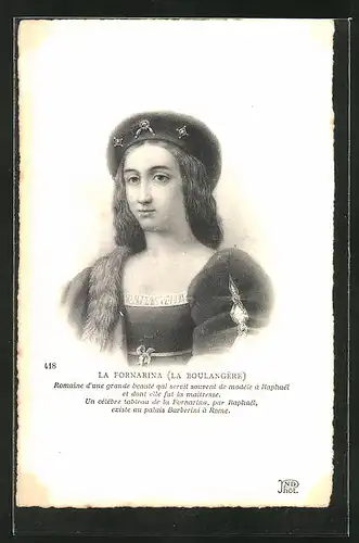 AK La Fornarina (La Boulangère), Halbportrait mit Kappe