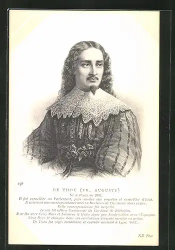 AK Portrait von Fr. Auguste de Thou