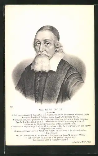 AK Portrait von Mathieu Molé, Conseiller au Parlement, Reformation