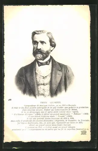 AK Portrait Verdi Giuseppe im Anzug mit Bart, Komponist, geb 1813