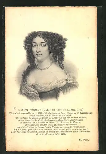 AK Marion Delorme (Marie de Lon de Lorme Dite) von Frankreich
