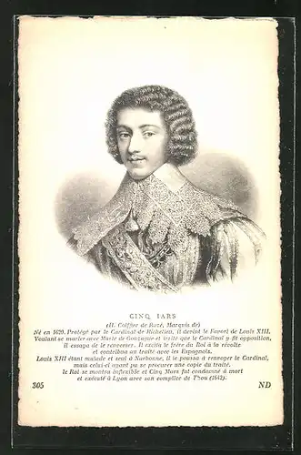 AK Cinq Mars (H. Coiffier de Ruzè, Marquis de) von Frankreich