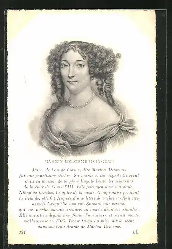 AK Brustportrait Marion D'Elorme von Frankreich, 1613-1650