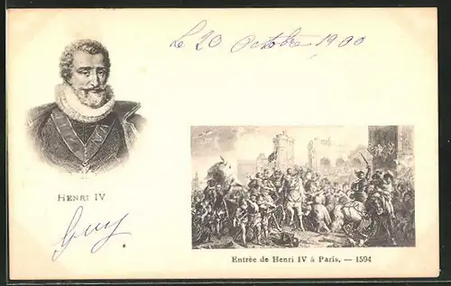 AK Henri IV von Frankreich, Entree de Henri IV a Paris 1594