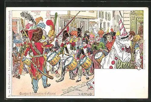 Künstler-AK sign. P. Kauffmann: Usages & Costumes d'Alsace, En Carnaval / Fassenachtszug