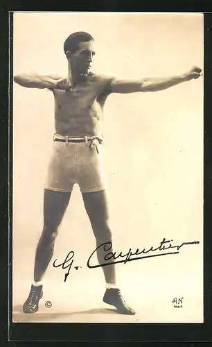 AK Boxer G. Carpentier in Pose, Original Autograph