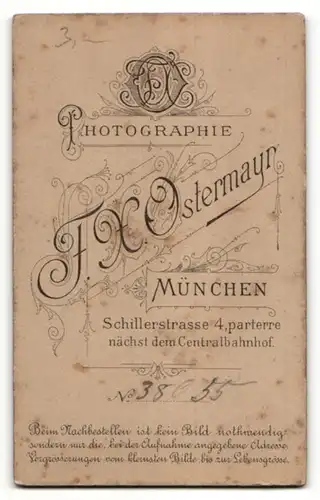 Fotografie F. X. Ostermayr, München, Portrait junger Herr mit zeitgenöss. Frisur