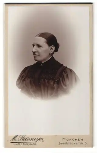 Fotografie M. Stettmeyer, München, Portrait Frau im Kleid mit Puffärmeln