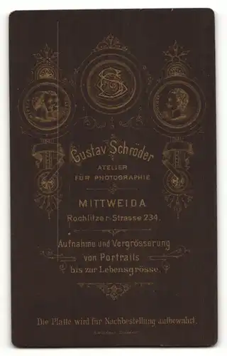 Fotografie Gustav Schröder, Mittweida, Portrait brünetter Knabe mit schwarzer Fliege im Jackett