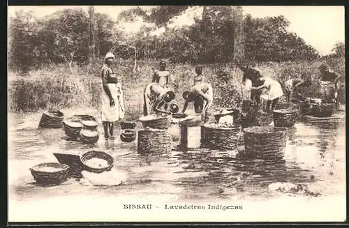 AK Bissau, Lavadeiras Indigenes, waschen am Flussufer