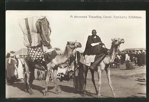 AK Fort-Lamy, Exhibition, A decorated Travelling Camel