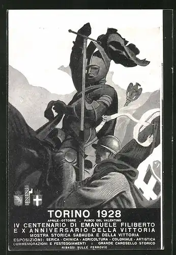 Künstler-AK Torino, IV. Centenario di Emanuele Filiberto E X. Anniversario della Vittoria