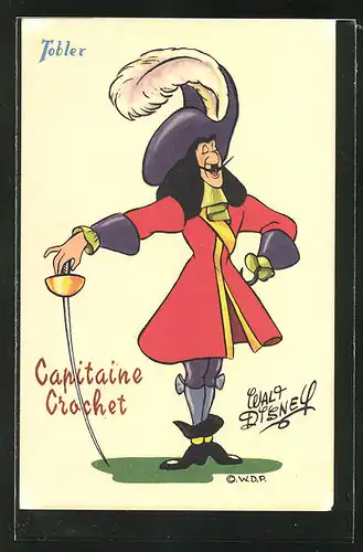 Künstler-AK Walt Disney's Capitaine Crochet, Figur aus Peter Pan