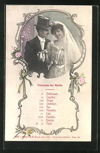 AK Trousseau des Maries, hübsches Brautpaar im Portrait