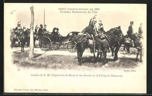 AK Fetes Franco-Russes de 1901, Grandes Manoeuvres de l'Est, S.M. l'Imperatrice de Russie, Zarin von Russland