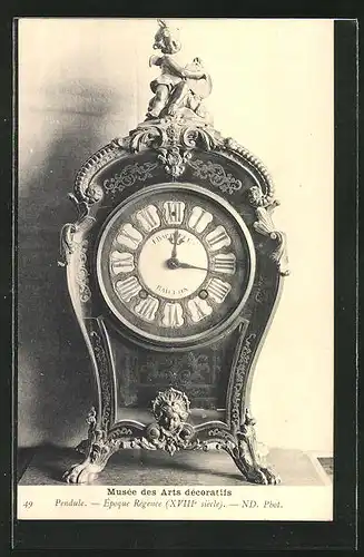 AK Musee des Arts decoratifs, Bildnis einer verschnörkelten Uhr