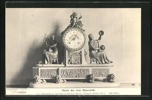 AK Musee des Arts Decoratifs, Pendule en marbre et bronze dores, Uhr