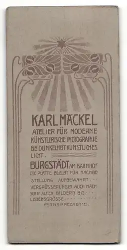 Fotografie Karl Mäckel, Burgstädt i/Sa, Portrait junger Herr in Anzug