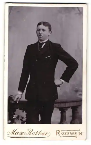 Fotografie Max Rother, Rosswein, Portrait junger Mann mit Krawatte im Anzug