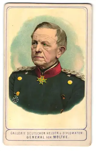 Fotografie Portrait General von Moltke in Uniform mit Orden Pour le Merite & Eisernes Kreuz