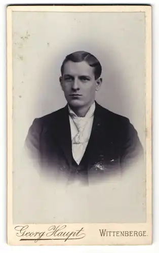 Fotografie Georg Haupt, Wittenberge, Portrait hübscher junger Mann im Anzug mit Krawatte